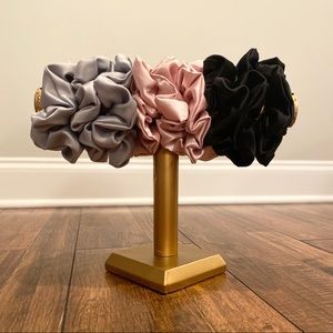 Handmade Pink Satin Scrunchie Set